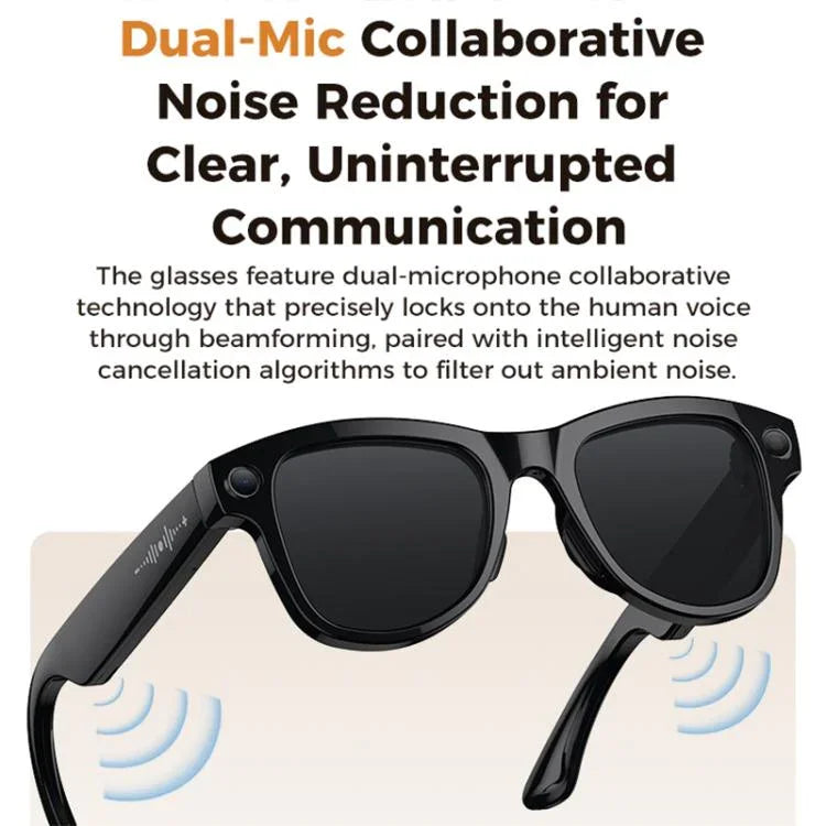 Óculos Inteligentes AI M02 Ultra com Câmara de 8MP e Lentes Fotocromáticas, com Estojo de Carregamento Preto, com Estojo de Carregamento Castanho