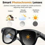Óculos Inteligentes AI M02 Ultra com Câmara de 8MP e Lentes Fotocromáticas, com Estojo de Carregamento Preto, com Estojo de Carregamento Castanho