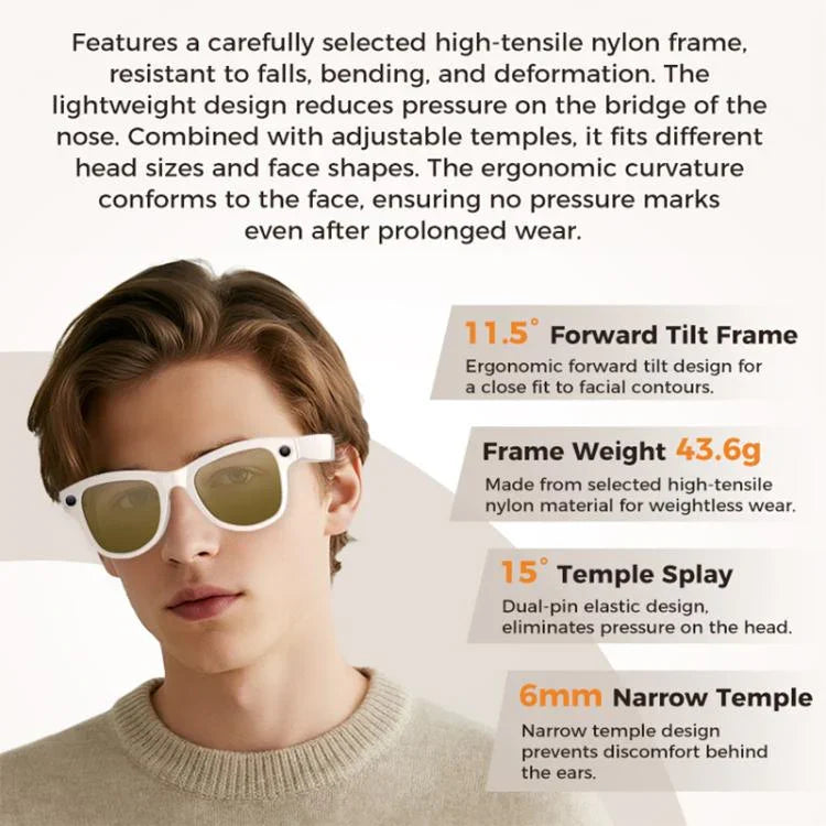 Óculos Inteligentes AI M02 Ultra com Câmara de 8MP e Lentes Fotocromáticas, com Estojo de Carregamento Preto, com Estojo de Carregamento Castanho