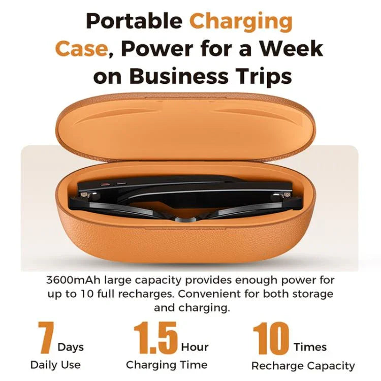 Óculos Inteligentes AI M02 Ultra com Câmara de 8MP e Lentes Fotocromáticas, com Estojo de Carregamento Preto, com Estojo de Carregamento Castanho