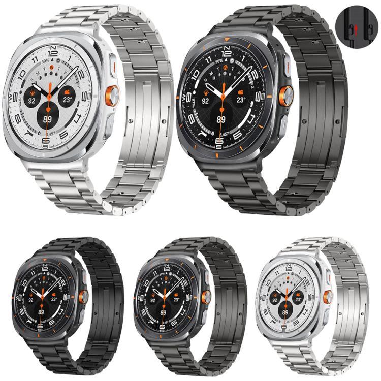 Pulseira de Relógio com Fivela HW de Três Contas Destacável em Liga de Titânio, Para Samsung Galaxy Watch Ultra 47mm / Ultra 2025, Para Samsung Galaxy Watch8 / Watch8 Classic
