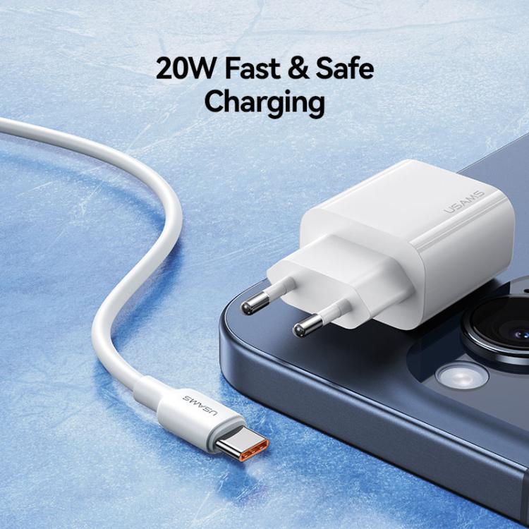 Carregador Rápido de Porta Única USB-C / Type-C USAMS CC226 T65 PD20W, Ficha EU, CC226