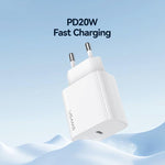 Carregador Rápido de Porta Única USB-C / Type-C USAMS CC226 T65 PD20W, Ficha EU, CC226