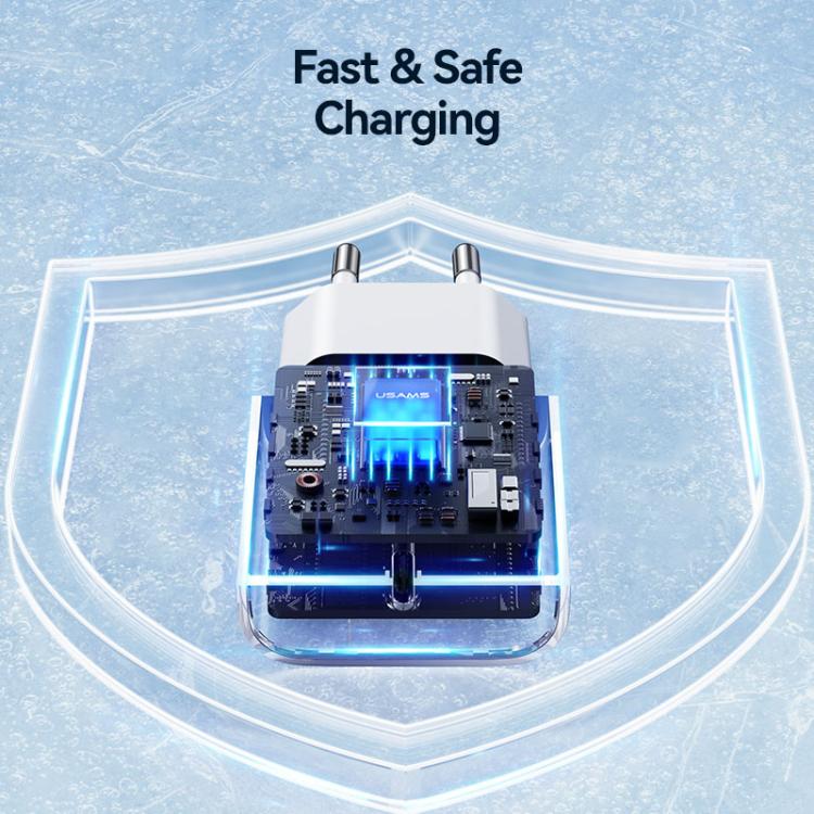 Carregador Rápido de Porta Única USB-C / Type-C USAMS CC226 T65 PD20W, Ficha EU, CC226