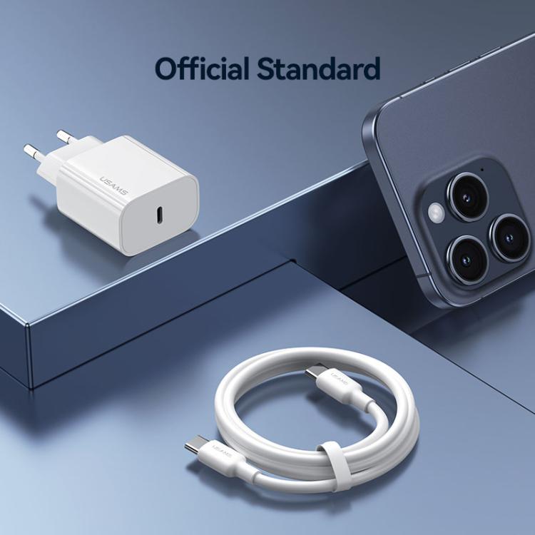 Carregador Rápido de Porta Única USB-C / Type-C USAMS CC226 T65 PD20W, Ficha EU, CC226