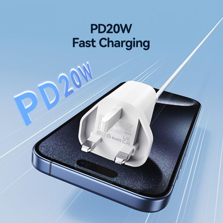 Carregador Rápido de Porta Única USB-C / Type-C USAMS CC227 T65 PD20W, Ficha UK, CC227