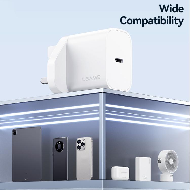 Carregador Rápido de Porta Única USB-C / Type-C USAMS CC227 T65 PD20W, Ficha UK, CC227