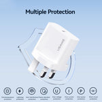 Carregador Rápido de Porta Única USB-C / Type-C USAMS CC227 T65 PD20W, Ficha UK, CC227
