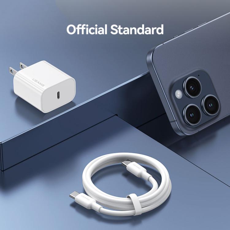 Carregador Rápido de Porta Única USB-C / Type-C USAMS CC228 T65 PD20W, Ficha US, CC228