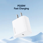 Carregador Rápido de Porta Única USB-C / Type-C USAMS CC228 T65 PD20W, Ficha US, CC228