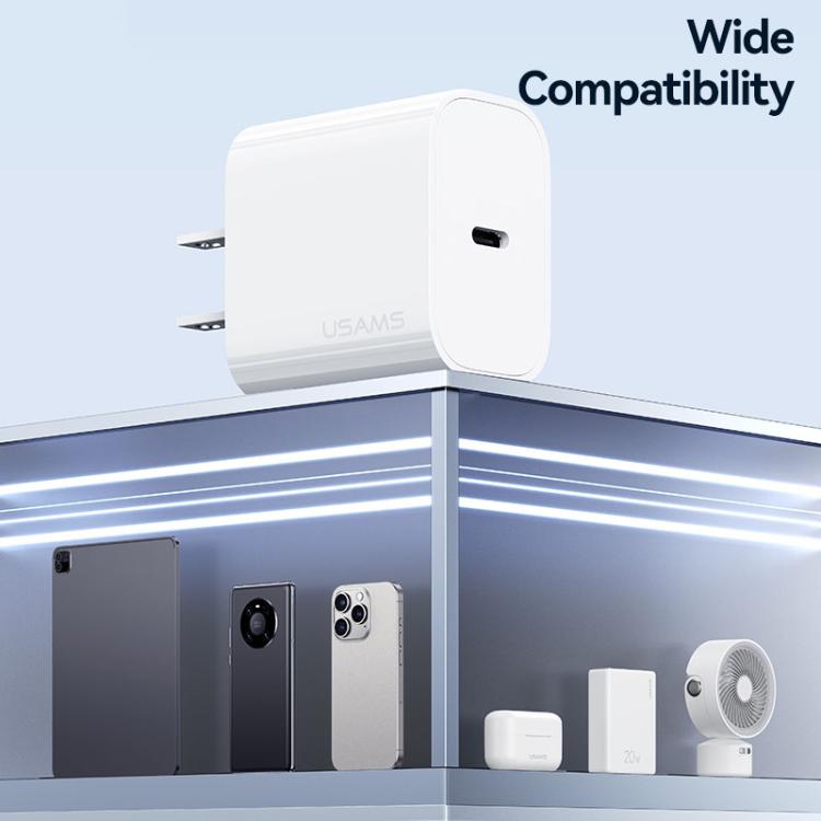 Carregador Rápido de Porta Única USB-C / Type-C USAMS CC228 T65 PD20W, Ficha US, CC228