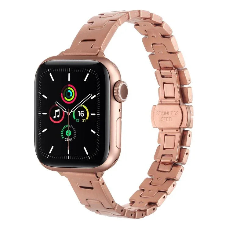 Correia de Relógio em Metal de Aço Inoxidável Estilo H com Largura 14mm, Para Apple Watch 46mm / 49mm / 45mm / 44mm, Para Apple Watch 42mm / 41mm / 40mm / 38mm