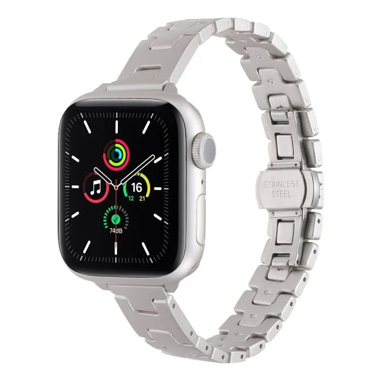 Correia de Relógio em Metal de Aço Inoxidável Estilo H com Largura 14mm, Para Apple Watch 46mm / 49mm / 45mm / 44mm, Para Apple Watch 42mm / 41mm / 40mm / 38mm