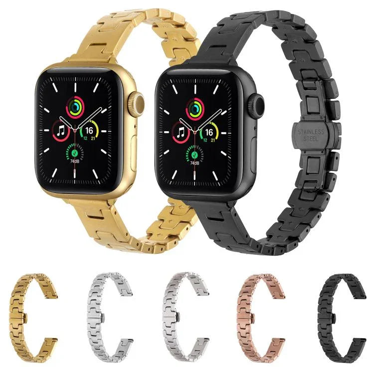 Correia de Relógio em Metal de Aço Inoxidável Estilo H com Largura 14mm, Para Apple Watch 46mm / 49mm / 45mm / 44mm, Para Apple Watch 42mm / 41mm / 40mm / 38mm