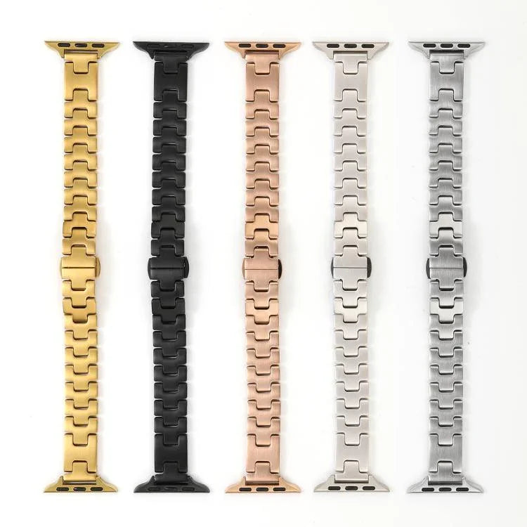 Correia de Relógio em Metal de Aço Inoxidável Estilo H com Largura 14mm, Para Apple Watch 46mm / 49mm / 45mm / 44mm, Para Apple Watch 42mm / 41mm / 40mm / 38mm