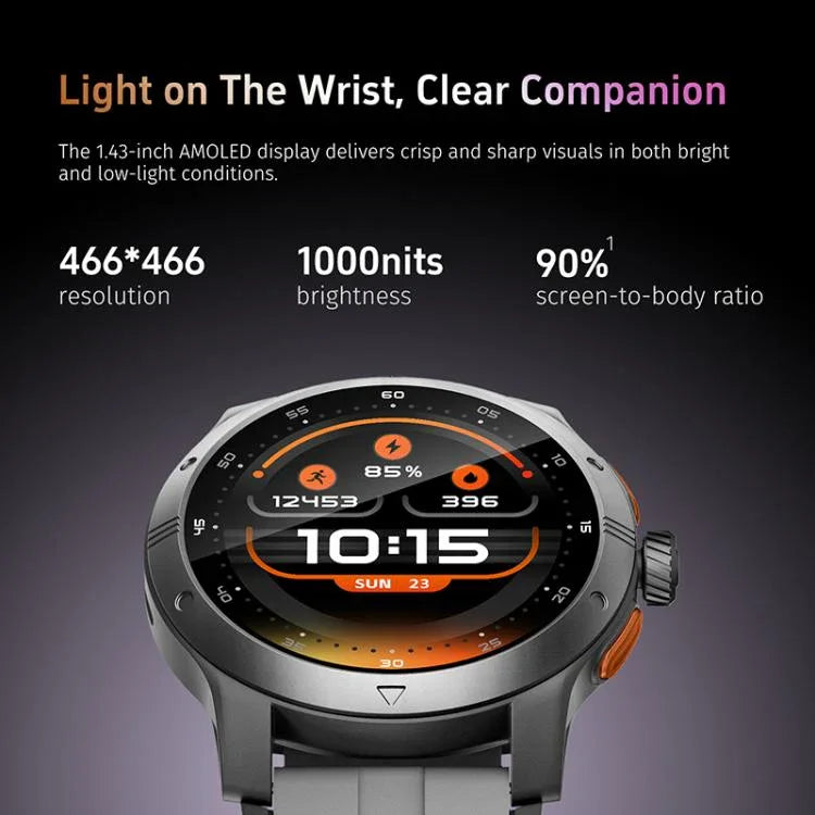 Smartwatch GTR5 com Ecrã AMOLED de 1,43 polegadas Urban Fitness IP68 Suporta Monitorização de Frequência Cardíaca