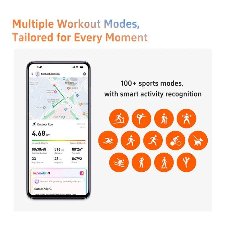 GTR6 Ecrã AMOLED de 1,43 polegadas Smartwatch Urban Runner IP68 Suporta Monitorização da Frequência Cardíaca