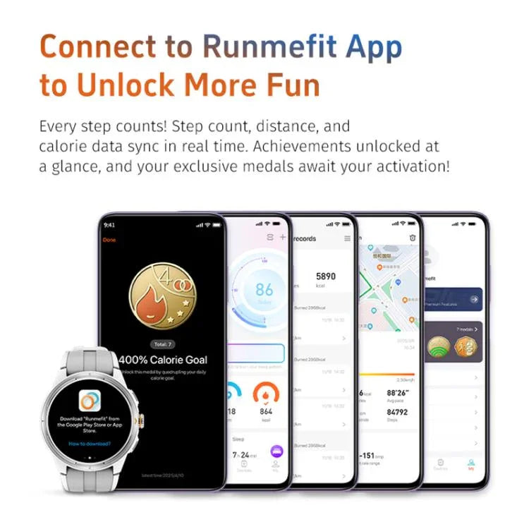 GTR6 Ecrã AMOLED de 1,43 polegadas Smartwatch Urban Runner IP68 Suporta Monitorização da Frequência Cardíaca
