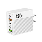 Carregador Multi-Portas ADC-F007 120W 3xType-C Dual USB, Ficha US, Ficha UE, Ficha UK