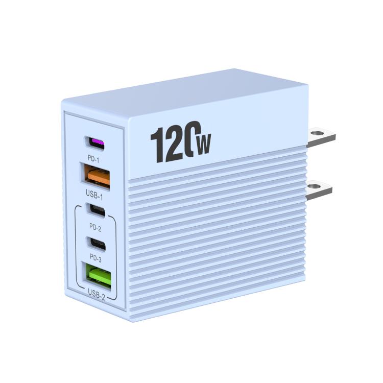 Carregador Multi-Portas ADC-F007 120W 3xType-C Dual USB, Ficha US, Ficha UE, Ficha UK