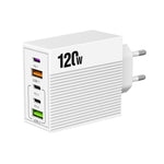 Carregador Multi-Portas ADC-F007 120W 3xType-C Dual USB, Ficha US, Ficha UE, Ficha UK
