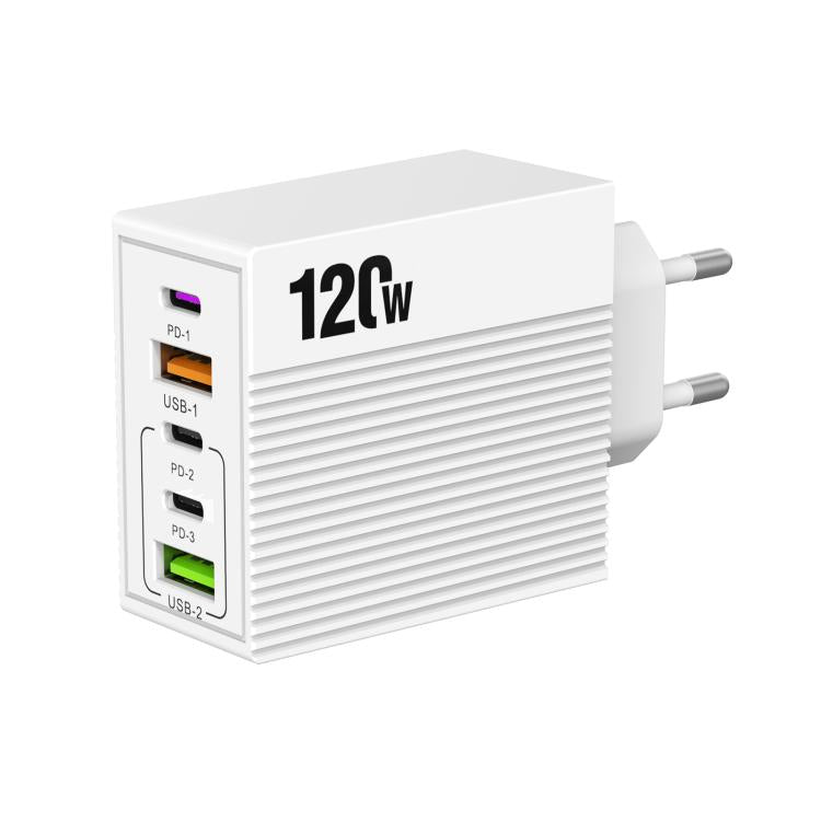 Carregador Multi-Portas ADC-F007 120W 3xType-C Dual USB, Ficha US, Ficha UE, Ficha UK