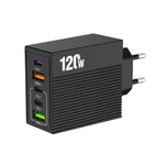 Carregador Multi-Portas ADC-F007 120W 3xType-C Dual USB, Ficha US, Ficha UE, Ficha UK