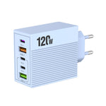 Carregador Multi-Portas ADC-F007 120W 3xType-C Dual USB, Ficha US, Ficha UE, Ficha UK