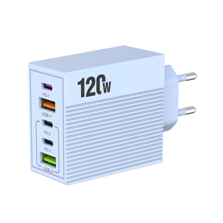 Carregador Multi-Portas ADC-F007 120W 3xType-C Dual USB, Ficha US, Ficha UE, Ficha UK