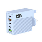 Carregador Multi-Portas ADC-F007 120W 3xType-C Dual USB, Ficha US, Ficha UE, Ficha UK
