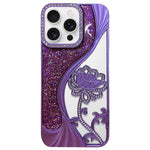 Electroplated TPU Lotus Hollow-carved  Rhinestone Glitter Phone Case, For iPhone 17 Pro Max, For iPhone 17 Pro, For iPhone 17, For iPhone 16 Pro Max, For iPhone 16 Pro, For iPhone 16, For iPhone 15 Pro Max, For iPhone 15 Pro