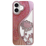 Capa para telemóvel em TPU eletroplatinado com padrão de lótus recortado e glitter de strass, para iPhone 15, para iPhone 14, para iPhone 14 Pro, para iPhone 14 Pro Max, para iPhone 13 Pro Max, para iPhone 13 Pro, para iPhone 13, para iPhone 12