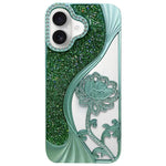 Capa para telemóvel em TPU eletroplatinado com padrão de lótus recortado e glitter de strass, para iPhone 15, para iPhone 14, para iPhone 14 Pro, para iPhone 14 Pro Max, para iPhone 13 Pro Max, para iPhone 13 Pro, para iPhone 13, para iPhone 12