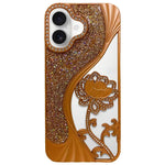 Capa para telemóvel em TPU eletroplatinado com padrão de lótus recortado e glitter de strass, para iPhone 15, para iPhone 14, para iPhone 14 Pro, para iPhone 14 Pro Max, para iPhone 13 Pro Max, para iPhone 13 Pro, para iPhone 13, para iPhone 12
