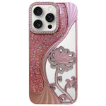 Capa para telemóvel em TPU eletroplatinado com padrão de lótus recortado e glitter de strass, para iPhone 15, para iPhone 14, para iPhone 14 Pro, para iPhone 14 Pro Max, para iPhone 13 Pro Max, para iPhone 13 Pro, para iPhone 13, para iPhone 12