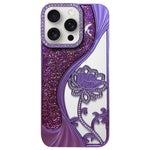 Capa para telemóvel em TPU eletroplatinado com padrão de lótus recortado e glitter de strass, para iPhone 15, para iPhone 14, para iPhone 14 Pro, para iPhone 14 Pro Max, para iPhone 13 Pro Max, para iPhone 13 Pro, para iPhone 13, para iPhone 12