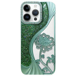 Capa para telemóvel em TPU eletroplatinado com padrão de lótus recortado e glitter de strass, para iPhone 12 Pro Max, para iPhone 12 Pro, para iPhone 11 Pro Max, para iPhone 11