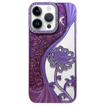 Capa para telemóvel em TPU eletroplatinado com padrão de lótus recortado e glitter de strass, para iPhone 12 Pro Max, para iPhone 12 Pro, para iPhone 11 Pro Max, para iPhone 11