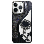 Capa para telemóvel em TPU eletroplatinado com padrão de lótus recortado e glitter de strass, para iPhone 12 Pro Max, para iPhone 12 Pro, para iPhone 11 Pro Max, para iPhone 11