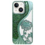 Capa para telemóvel em TPU eletroplatinado com padrão de lótus recortado e glitter de strass, para iPhone 12 Pro Max, para iPhone 12 Pro, para iPhone 11 Pro Max, para iPhone 11