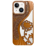 Capa para telemóvel em TPU eletroplatinado com padrão de lótus recortado e glitter de strass, para iPhone 12 Pro Max, para iPhone 12 Pro, para iPhone 11 Pro Max, para iPhone 11