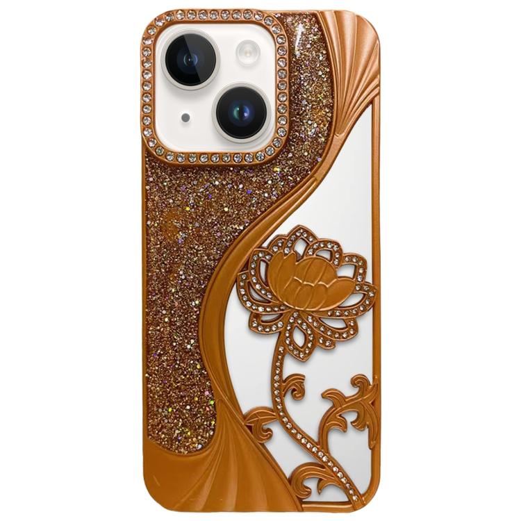 Capa para telemóvel em TPU eletroplatinado com padrão de lótus recortado e glitter de strass, para iPhone 12 Pro Max, para iPhone 12 Pro, para iPhone 11 Pro Max, para iPhone 11