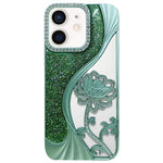 Capa para telemóvel em TPU eletroplatinado com padrão de lótus recortado e glitter de strass, para iPhone 12 Pro Max, para iPhone 12 Pro, para iPhone 11 Pro Max, para iPhone 11
