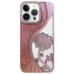 Capa para telemóvel em TPU eletroplatinado com padrão de lótus recortado e glitter de strass, para iPhone 12 Pro Max, para iPhone 12 Pro, para iPhone 11 Pro Max, para iPhone 11