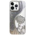 Capa para telemóvel em TPU eletroplatinado com padrão de lótus recortado e glitter de strass, para iPhone 12 Pro Max, para iPhone 12 Pro, para iPhone 11 Pro Max, para iPhone 11