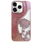 Capa para telemóvel em TPU eletroplatinado com padrão de lótus recortado e glitter de strass, para iPhone 12 Pro Max, para iPhone 12 Pro, para iPhone 11 Pro Max, para iPhone 11