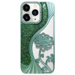 Capa para telemóvel em TPU eletroplatinado com padrão de lótus recortado e glitter de strass, para iPhone 12 Pro Max, para iPhone 12 Pro, para iPhone 11 Pro Max, para iPhone 11