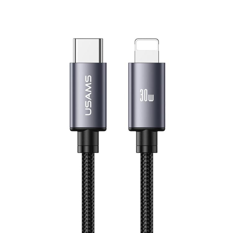 USAMS SJ770 U91 Cabo de Dados para Carregamento Rápido 30W Tipo-C para 8 Pinos em Liga de Alumínio, Comprimento: 1m, SJ770