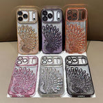Electroplated TPU Peacock Relief Rhinestone Glitter Phone Case with Lens Film, For iPhone 17 Pro Max, For iPhone 17 Pro, For iPhone 17, For iPhone 16 Pro Max, For iPhone 16 Pro, For iPhone 16 Plus, For iPhone 16, For iPhone 15 Pro Max