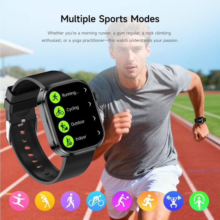 GE52 Ecrã HD Full Touch de 1,88 polegadas Smartwatch com Chamada BT Correia de Silicone, Suporta Monitorização de Saúde